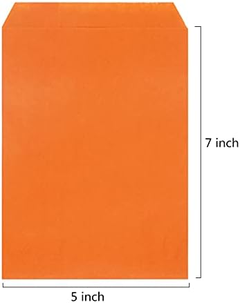 Quotidian Orange Flat Kraft Paper Bags 5x7in Pack of 100