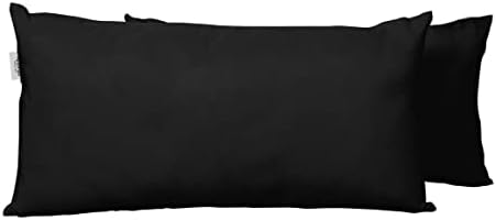 Vargottam Indoor Outdoor Polyester Lumbar Pillow Set of 2 Black