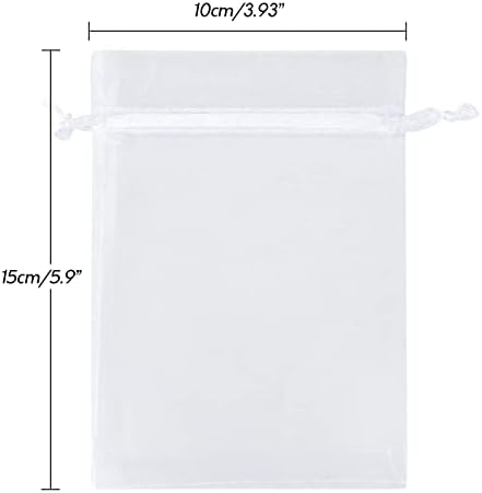 jijAcraft 100PCS White Organza Drawstring Gift Bags