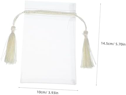 Healifty 10 Pcs Transparent Organza Drawstring Bags with Tassels