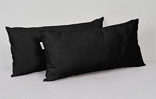Vargottam Indoor Outdoor Polyester Lumbar Pillow Set of 2 Black