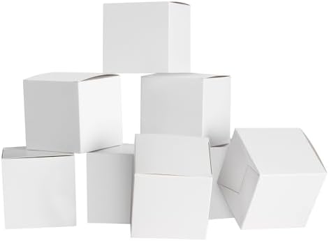 GINLEBO 3x3x3 Gift Boxes - 60 Pcs White Mini Boxes for Wrapping
