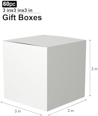 GINLEBO 3x3x3 Gift Boxes - 60 Pcs White Mini Boxes for Wrapping