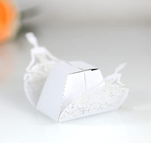 50 Pack Laser Cut Girl Rose Wedding Candy Boxes with Ribbon 1