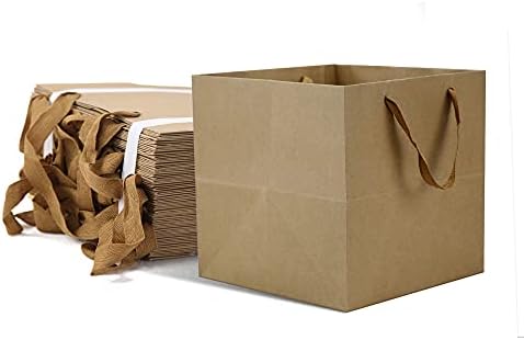 HUAPRINT 12 Pack Brown Kraft Gift Bags with Handles