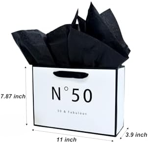 JUNESHE 50th Birthday Gift Bag for Men Women