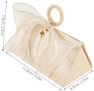 COLLBATH 10pcs Gold Ribbon Wedding Favor Boxes with Wood Handles