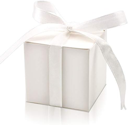 KPOSIYA 100 Pack 2x2x2 Inch White Gift Boxes with Ribbons