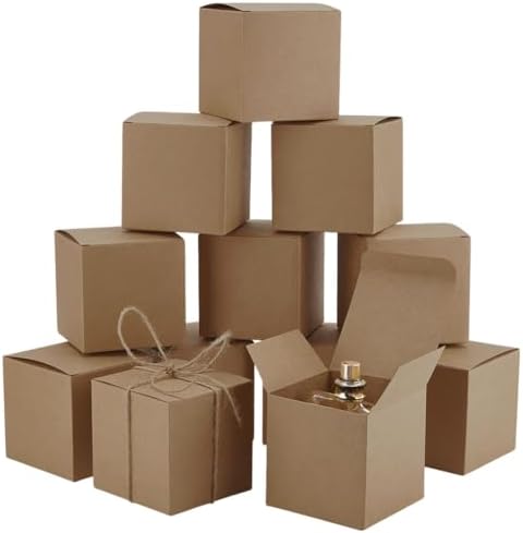 PH PandaHall 30pcs Brown Square Paper Gift Boxes