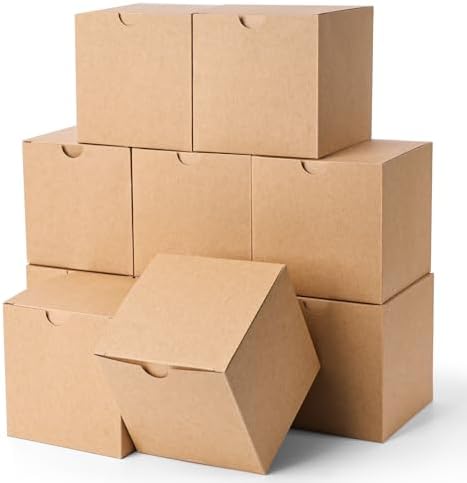 VGOODALL 50PCS 4 Inch Brown Kraft Gift Boxes for Parties
