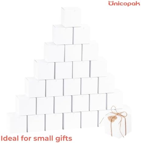 UnicoPak 20 Pack White 3x3x3 Gift Boxes with Lids