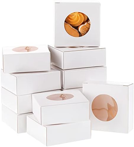 Chinco 30 Pcs Kraft Paper Gift Boxes with Clear Window