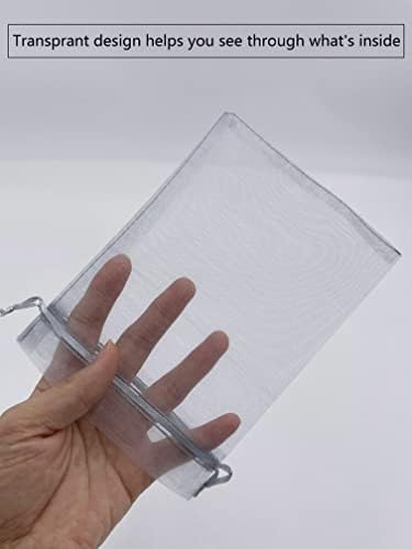 100PCS Silver Gray Organza Drawstring Gift Bags for Wedding and Baby Shower