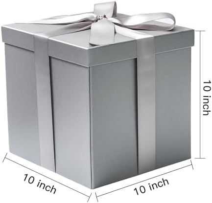 RUSPEPA Gray Medium Gift Box with Lids and Ribbon