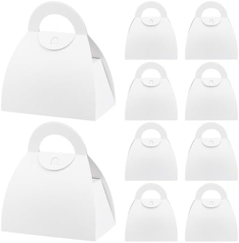PH PandaHall 10pcs White Treat Boxes with Handles for Gift Giving