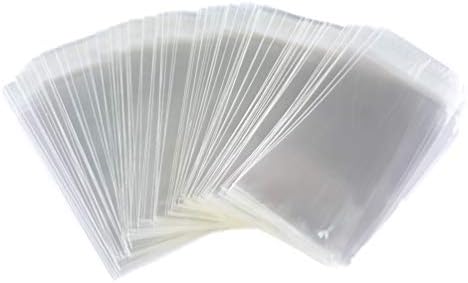 Funnyard 200 Pcs 3x5 Inch Clear Cellophane Bags with Adhesive Strip