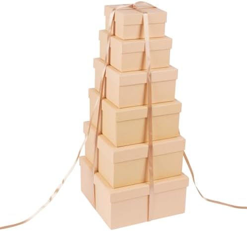 Lyforpyton Square Gift Boxes with Lids Set of 6
