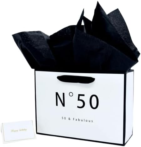 JUNESHE 50th Birthday Gift Bag for Men Women
