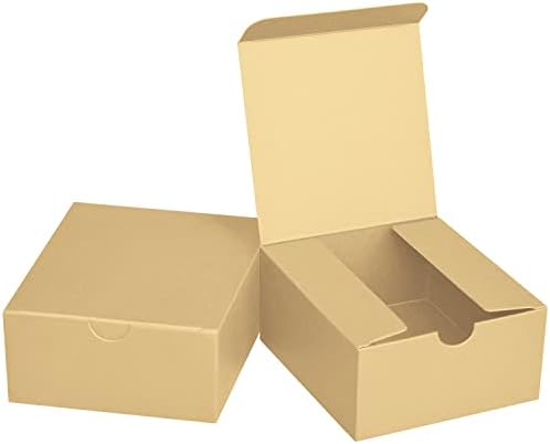 Small Paper Gift Boxes 4x4x2 Brown Kraft Gift Boxes 50 Pack