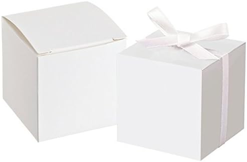 50pcs White Square Gift Boxes with Twine for Weddings and Parties