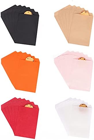 Quotidian Orange Flat Kraft Paper Bags 5x7in Pack of 100