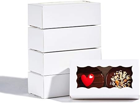 24PCS Elegant White Double Favor Boxes with Clear Window