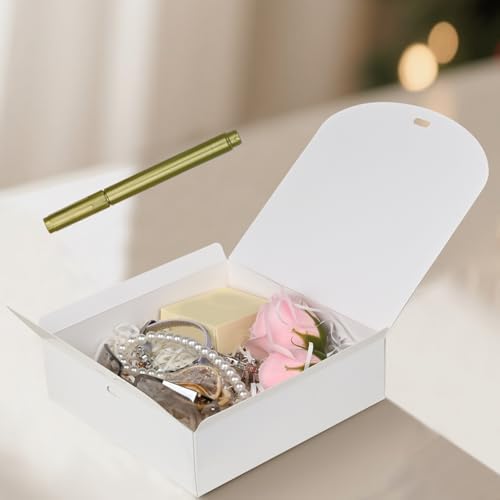12 Pack White Square Gift Boxes with Metal Pens