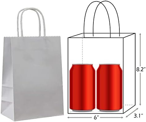 25 PCS Small Gray Kraft Gift Bags with Handles