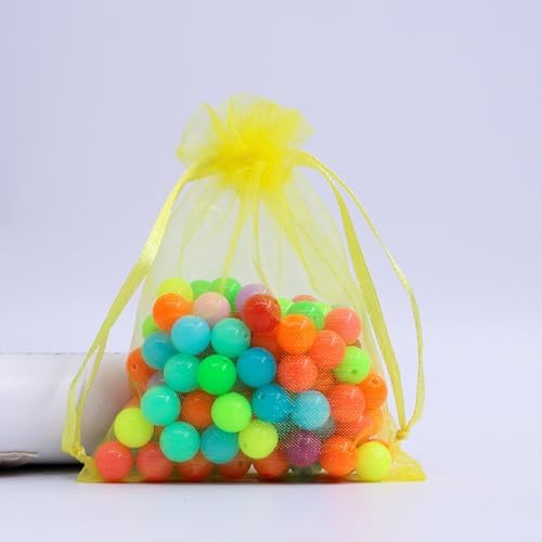 100 Pc Yellow Organza Gift Bags with Drawstring