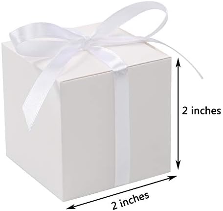 COTOPHER 60pcs White Cube Gift Boxes with Ribbons