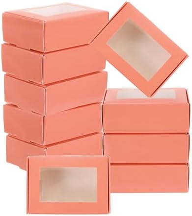 PATIKIL Pink Small Rectangle Gift Boxes with Window 30 Pack