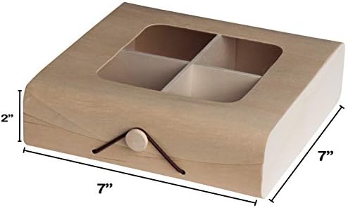 Hammont Wooden Candy Gift Box 4 Pack 7x7x2 Inches