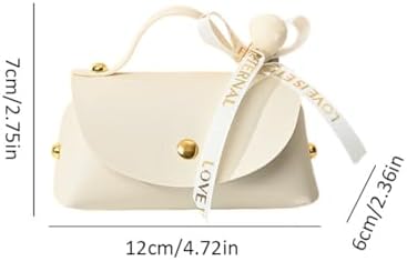 Leather Candy Boxes with Bow 6 PCS Beige