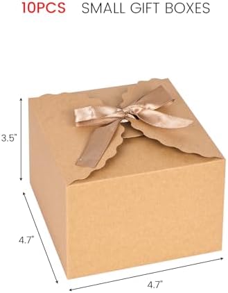 VGOODALL 10PCS Brown Gift Boxes with Ribbon