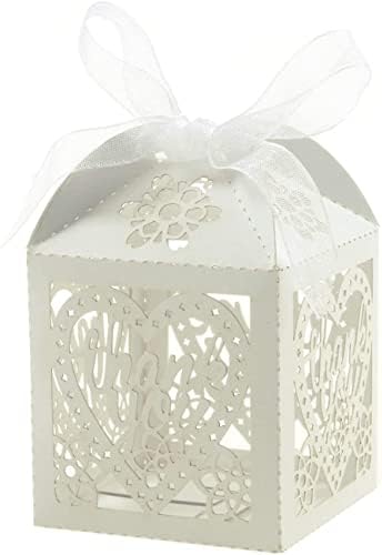 COTOPHER 60pcs Laser Cut Thank You Gift Boxes with Ribbons