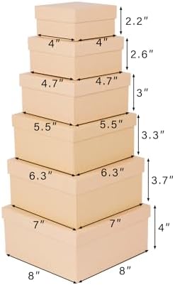 Lyforpyton Square Gift Boxes with Lids Set of 6