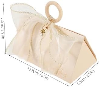 KOMBIUDA 10pcs Wedding Favor Boxes with Handle and Gold Trim