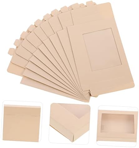PRETYZOOM 10pcs Beige Kraft Paper Favor Boxes with Window
