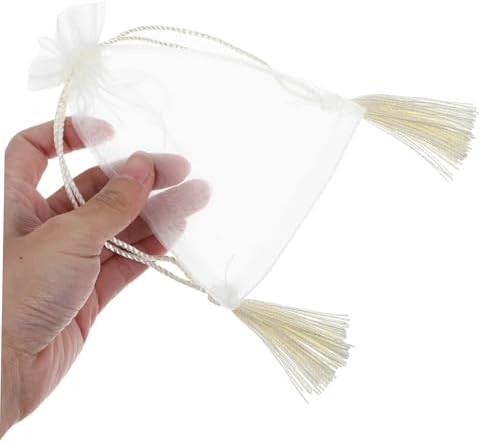 Healifty 10 Pcs Transparent Organza Drawstring Bags with Tassels