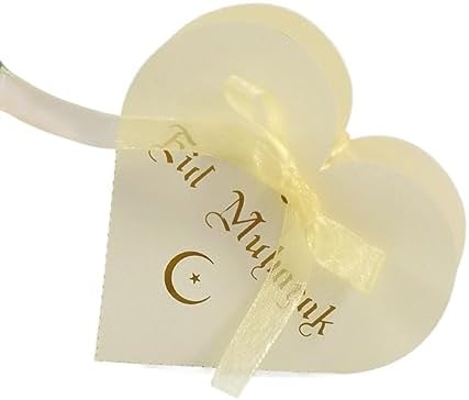 MODADA Eid Mubarak Gift Bags Heart Shaped Hollow Candy Box Packaging