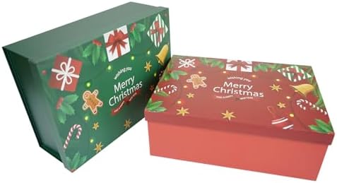Red Christmas Gift Boxes with Lids 10 Pack