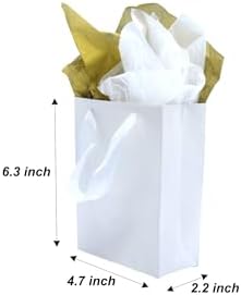 JUNESHE Mini White Gift Bags with Handles 16 Pack
