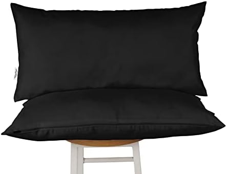 Vargottam Indoor Outdoor Polyester Lumbar Pillow Set of 2 Black