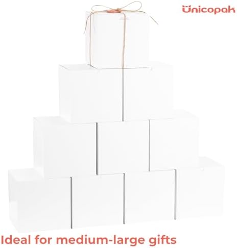 UnicoPak 10 Pack White 7x7x7 Gift Boxes