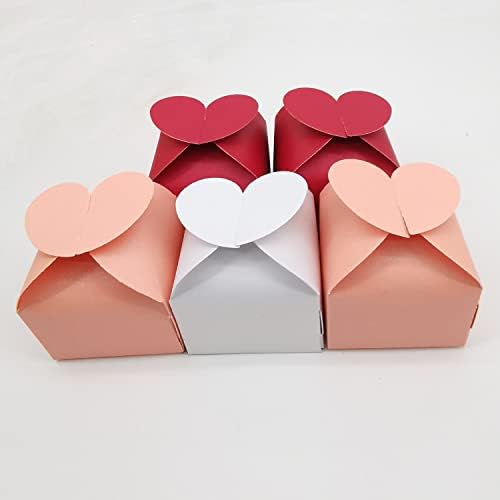 JINLYXHUI 50Pcs Candy Gift Boxes Heart Shaped White