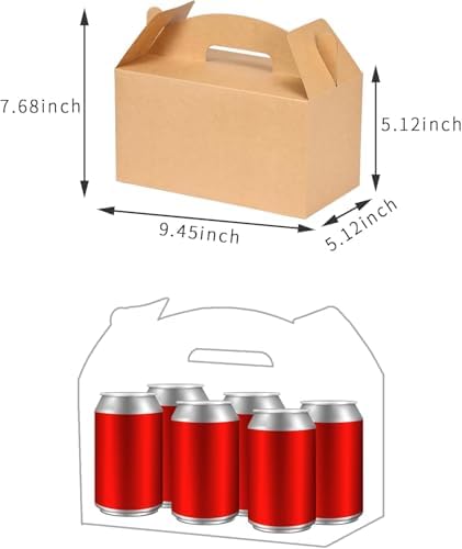 Aosric Brown Gable Gift Boxes with Handles 12 Pcs