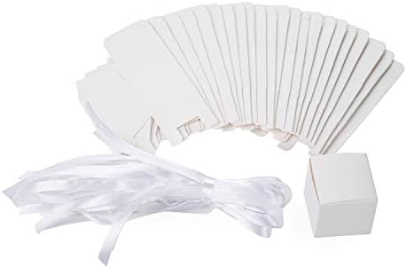 50pcs White Square Gift Boxes with Twine for Weddings and Parties