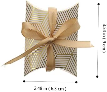 Beaupretty 50pcs Foil Candy Pillow Boxes with Ribbons for Weddings and Parties