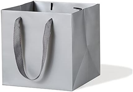 Silver Gray Square Gift Bags 12 Inch 10 CT