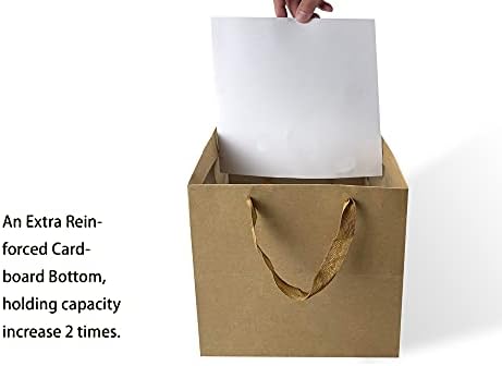 HUAPRINT 12 Pack Brown Kraft Gift Bags with Handles